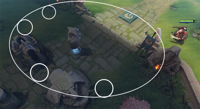 ตำแหน่งการ Hook ของ Pudge ตอนขึ้นบ้านของฝั่งศัตรู